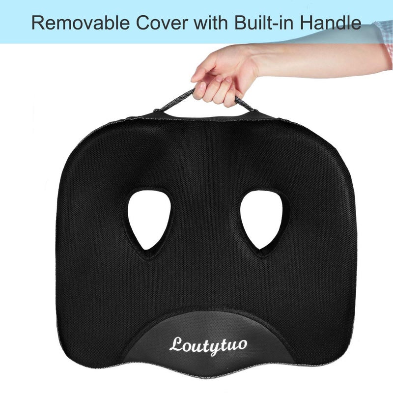 LOUTYTUO Seat Cushion Pillow,100% Memory Foam and Washable Cover,for Office Chair,Car Seat and Wheelchair, Soft Support Seat Cushion - Image 2
